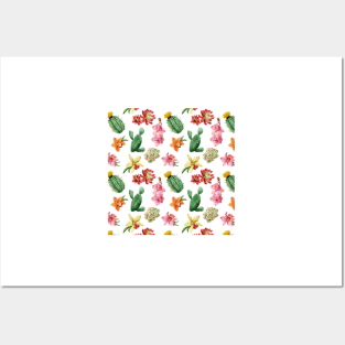 Cactus and Orchid Pattern Posters and Art